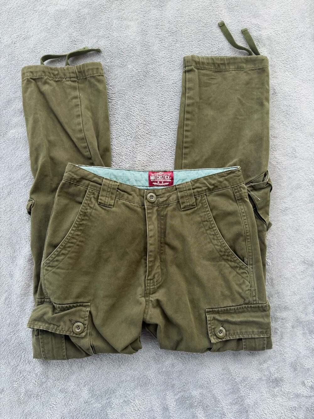 Matchstick Olive Green Cotton Multi-Pocket Cargo Pants